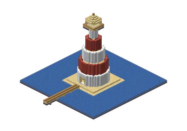 Huge desert lighthouse, a Minecraft lighthouse of 7,345 blocks, rendered by Blocksmith from “a huge desert lighthouse”