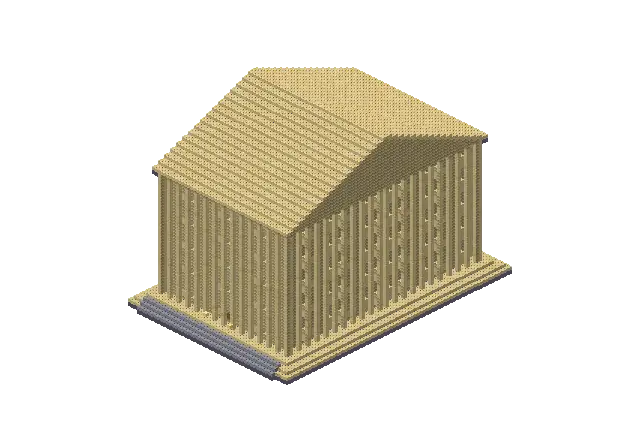 Huge desert parthenon, a Minecraft temple of 40,874 blocks, rendered by Blocksmith from “a huge desert parthenon”
