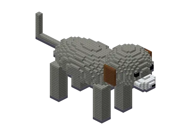 Huge dog, a Minecraft creature of 4,425 blocks, rendered by Blocksmith from “a huge dog”