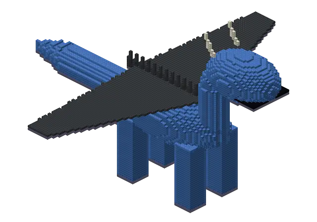 Huge dragon, a Minecraft creature of 17,362 blocks, rendered by Blocksmith from “a huge dragon”