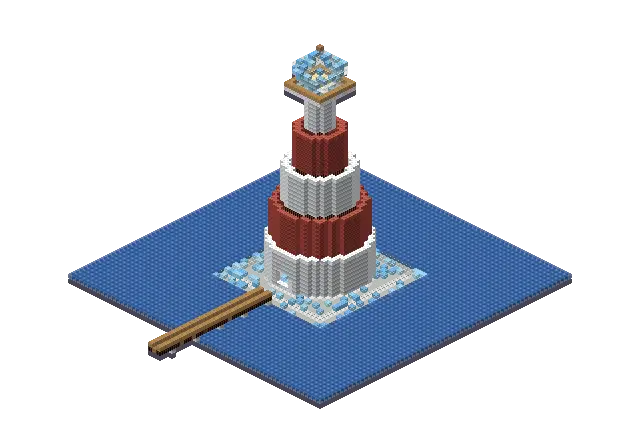 Huge frozen lighthouse, a Minecraft lighthouse of 7,345 blocks, rendered by Blocksmith from “a huge frozen lighthouse”
