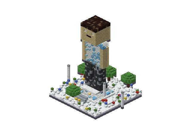 Huge frozen statue, a Minecraft statue of 4,949 blocks, rendered by Blocksmith from “a huge frozen statue”