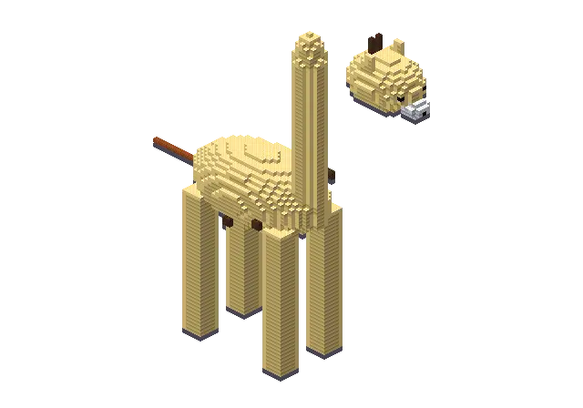 Huge giraffe, a Minecraft creature of 6,424 blocks, rendered by Blocksmith from “a huge giraffe”