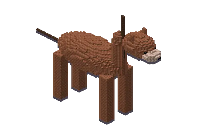 Huge horse, a Minecraft creature of 5,515 blocks, rendered by Blocksmith from “a huge horse”