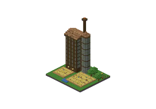 Huge jungle farm, a Minecraft farm of 9,545 blocks, rendered by Blocksmith from “a huge jungle farm”