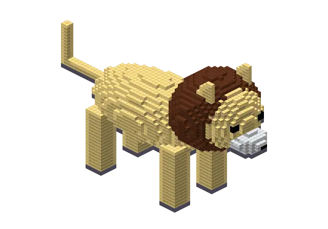 Huge lion, a Minecraft creature of 5,364 blocks, rendered by Blocksmith from “a huge lion”