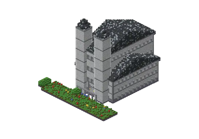 Huge modern cathedral, a Minecraft temple of 29,717 blocks, rendered by Blocksmith from “a huge modern cathedral”