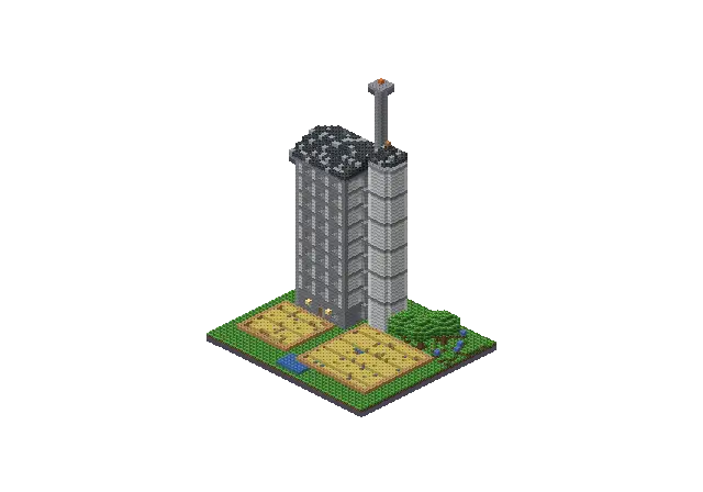 Huge modern farm, a Minecraft farm of 9,593 blocks, rendered by Blocksmith from “a huge modern farm”