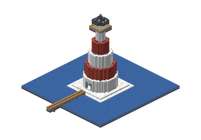 Huge modern lighthouse, a Minecraft lighthouse of 7,345 blocks, rendered by Blocksmith from “a huge modern lighthouse”
