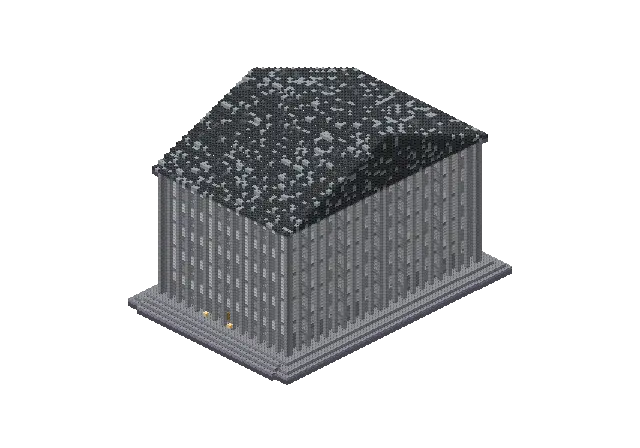 Huge modern parthenon, a Minecraft temple of 40,874 blocks, rendered by Blocksmith from “a huge modern parthenon”