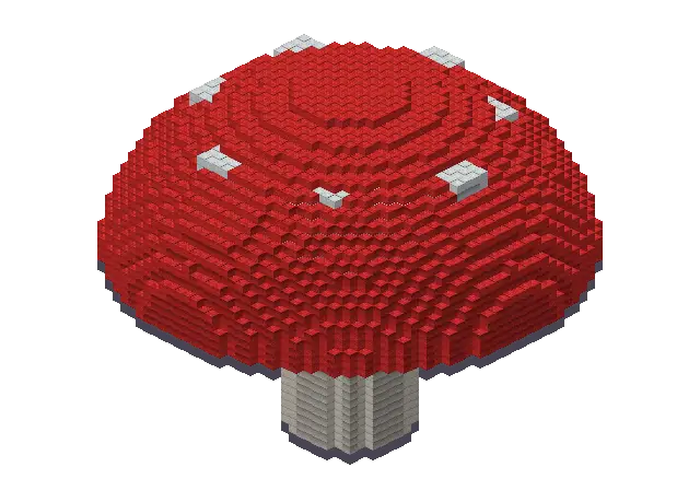 Huge mushroom, a Minecraft object of 5,367 blocks, rendered by Blocksmith from “a huge mushroom”