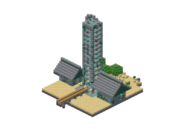 Huge ocean mine, a Minecraft mine of 3,589 blocks, rendered by Blocksmith from “a huge ocean mine”