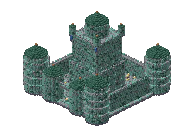 Huge ocean palace, a Minecraft castle of 23,429 blocks, rendered by Blocksmith from “a huge ocean palace”