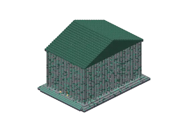 Huge ocean parthenon, a Minecraft temple of 40,874 blocks, rendered by Blocksmith from “a huge ocean parthenon”