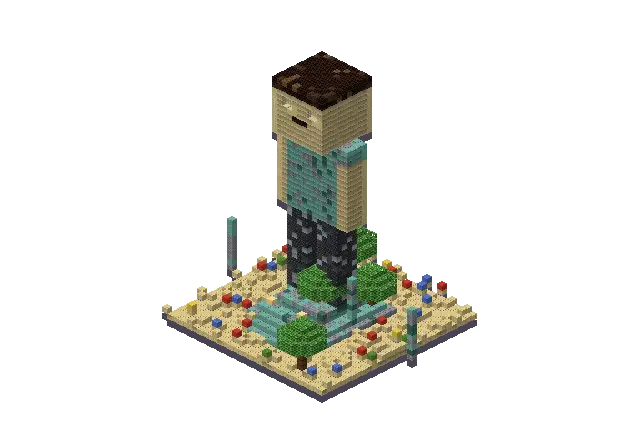 Huge ocean statue, a Minecraft statue of 4,850 blocks, rendered by Blocksmith from “a huge ocean statue”