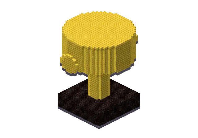 Huge trophy, a Minecraft object of 5,997 blocks, rendered by Blocksmith from “a huge trophy”