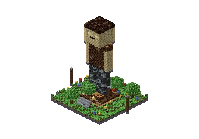 Huge wooden statue, a Minecraft statue of 4,901 blocks, rendered by Blocksmith from “a huge wooden statue”