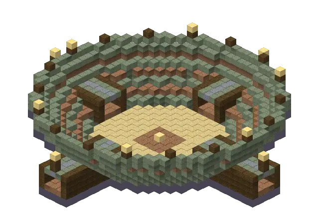 Jungle arena, a Minecraft arena of 2,013 blocks, rendered by Blocksmith from “a jungle arena”
