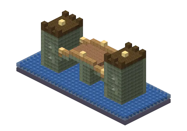 Jungle bridge, a Minecraft bridge of 1,170 blocks, rendered by Blocksmith from “a jungle bridge”
