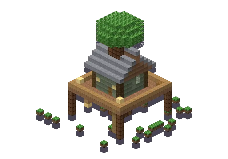 Jungle treehouse, a Minecraft treehouse of 888 blocks, rendered by Blocksmith from “a jungle treehouse”