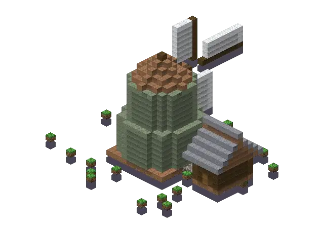 Jungle windmill, a Minecraft windmill of 1,455 blocks, rendered by Blocksmith from “a jungle windmill”
