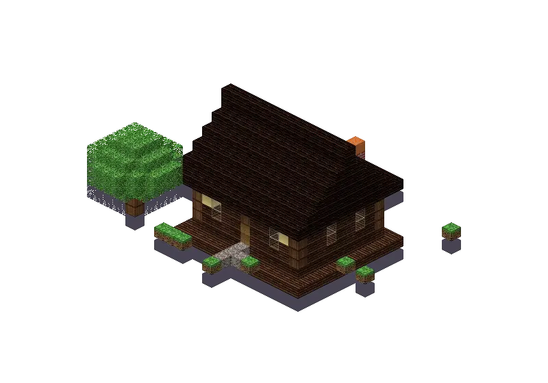Cosy log cabin, a Minecraft house of 754 blocks, rendered by Blocksmith from “a cosy log cabin”