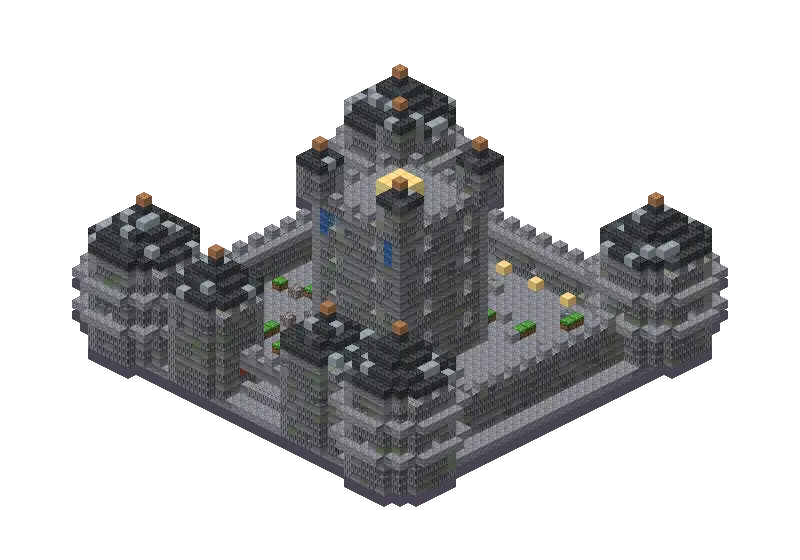 Medieval stone castle, a Minecraft castle of 6,289 blocks, rendered by Blocksmith from “a medieval stone castle”