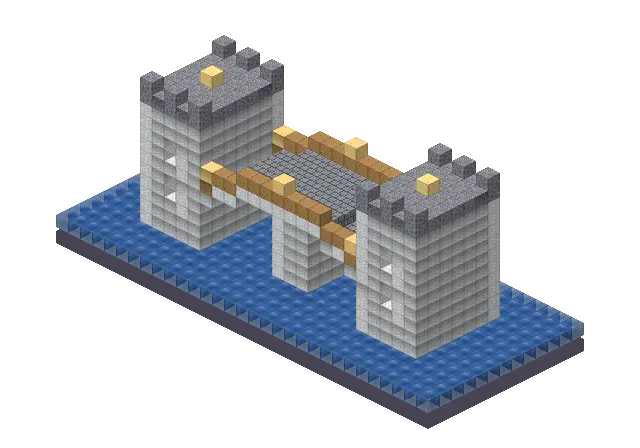 Modern bridge, a Minecraft bridge of 1,170 blocks, rendered by Blocksmith from “a modern bridge”