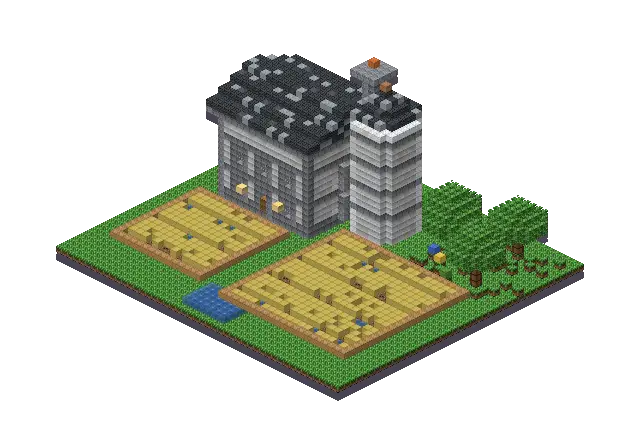 Modern farm, a Minecraft farm of 5,790 blocks, rendered by Blocksmith from “a modern farm”
