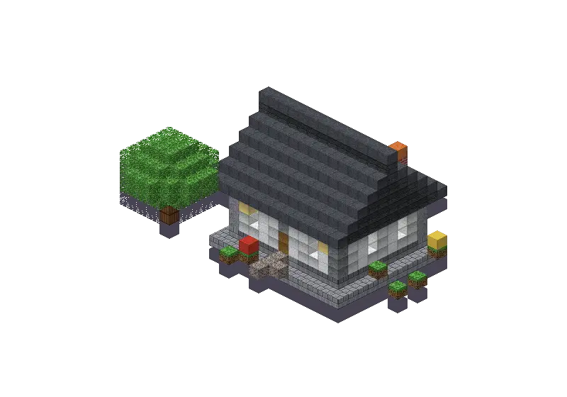 Modern house, a Minecraft house of 758 blocks, rendered by Blocksmith from “a modern house”