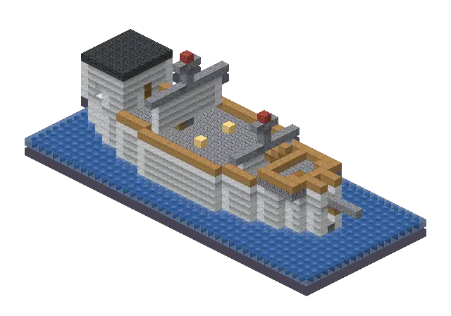 Modern ship, a Minecraft ship of 1,708 blocks, rendered by Blocksmith from “a modern ship”