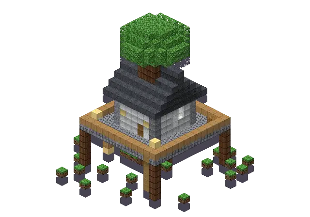 Modern treehouse, a Minecraft treehouse of 887 blocks, rendered by Blocksmith from “a modern treehouse”