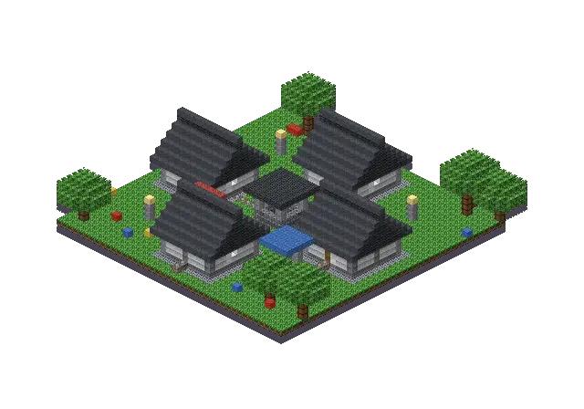 Modern village, a Minecraft village of 4,196 blocks, rendered by Blocksmith from “a modern village”