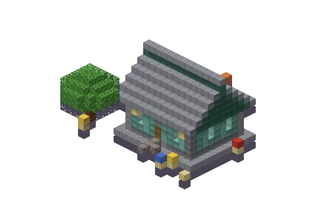 Ocean house, a Minecraft house of 754 blocks, rendered by Blocksmith from “an ocean house”