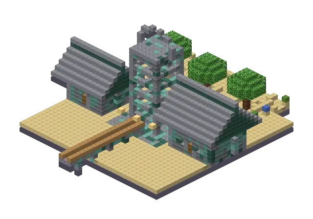 Ocean mine, a Minecraft mine of 3,315 blocks, rendered by Blocksmith from “an ocean mine”
