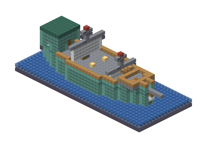 Ocean schooner, an isometric block preview Blocksmith rendered from the wish: an ocean schooner