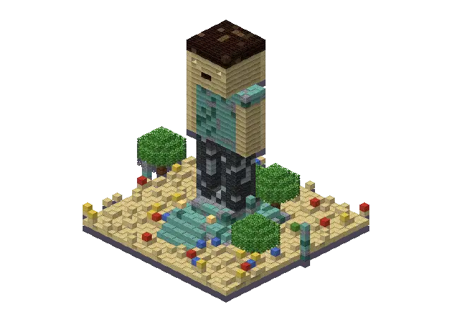 Ocean statue, a Minecraft statue of 3,396 blocks, rendered by Blocksmith from “an ocean statue”