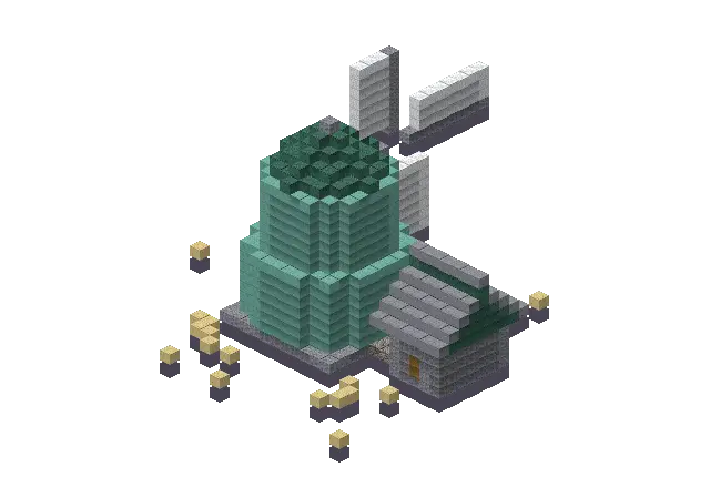 Ocean windmill, a Minecraft windmill of 1,455 blocks, rendered by Blocksmith from “an ocean windmill”