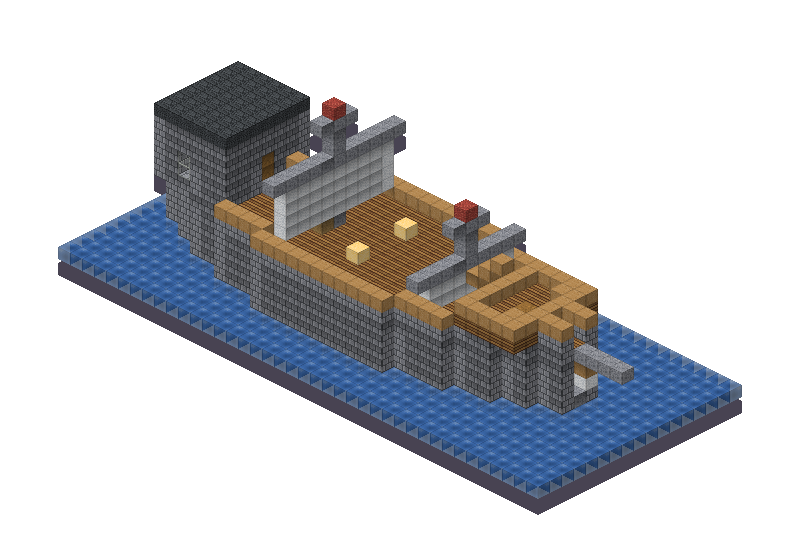 Pirate ship, an isometric block preview Blocksmith rendered from the wish: a pirate ship
