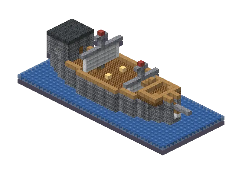 Pirate ship, a Minecraft ship of 1,708 blocks, rendered by Blocksmith from “a pirate ship”