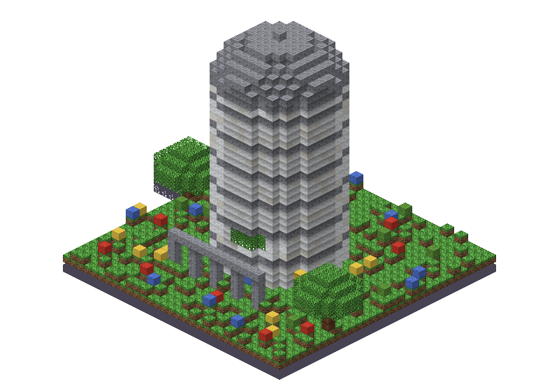 Quartz observatory, an isometric block preview Blocksmith rendered from the wish: a quartz observatory