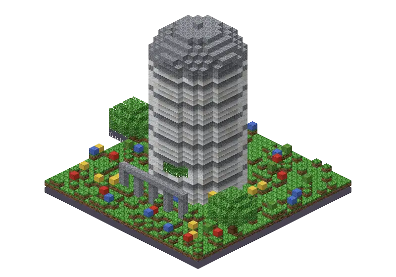 Quartz observatory, a Minecraft tower of 3,445 blocks, rendered by Blocksmith from “a quartz observatory”