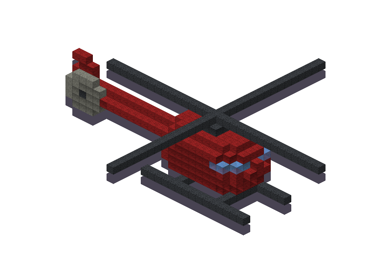 Red helicopter, an isometric block preview Blocksmith rendered from the wish: a red helicopter