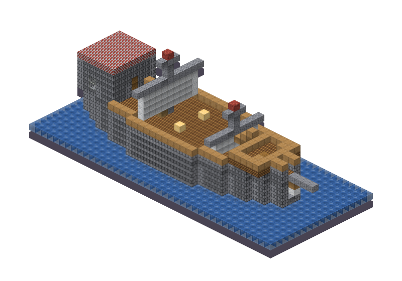 Red sailing ship, an isometric block preview Blocksmith rendered from the wish: a red sailing ship