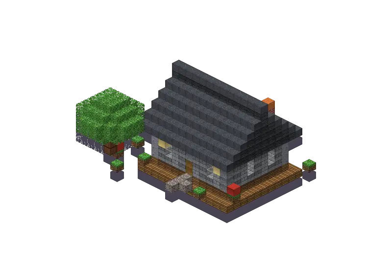 Starter house, a Minecraft house of 754 blocks, rendered by Blocksmith from “a starter house”