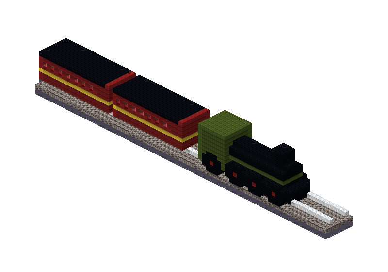 Steam train, an isometric block preview Blocksmith rendered from the wish: a steam train