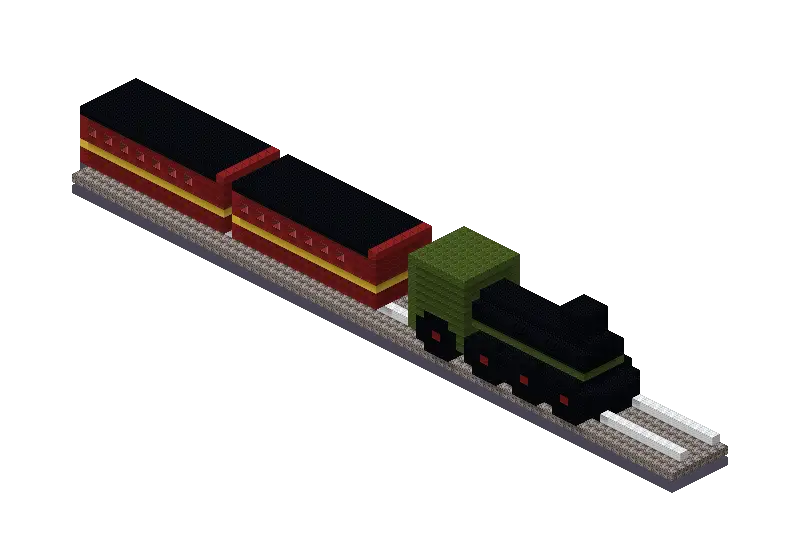 Steam train, a Minecraft vehicle of 2,694 blocks, rendered by Blocksmith from “a steam train”