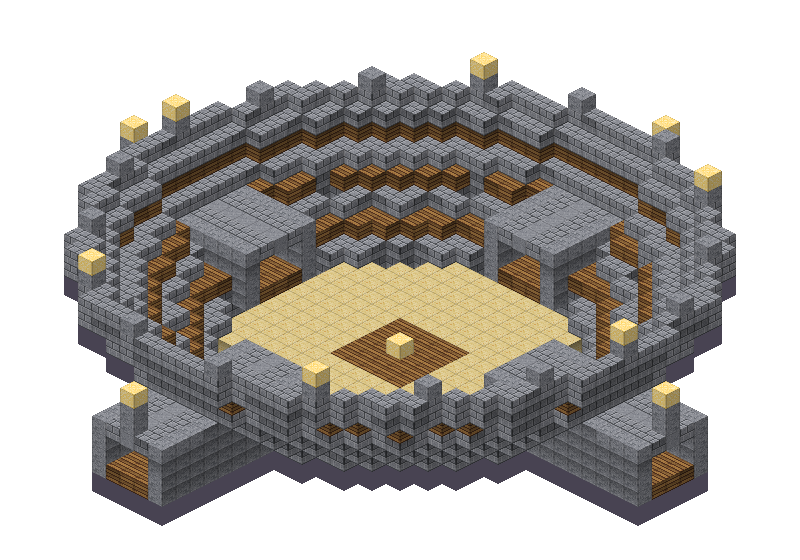 Stone arena, an isometric block preview Blocksmith rendered from the wish: a stone arena