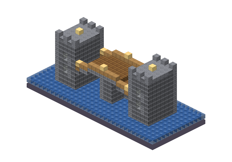 Stone bridge, an isometric block preview Blocksmith rendered from the wish: a stone bridge