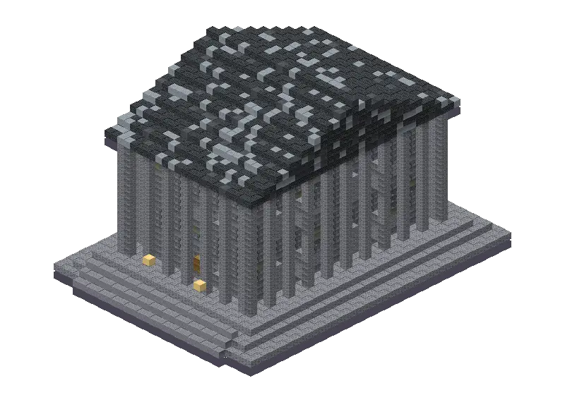 Stone shrine, a Minecraft temple of 7,509 blocks, rendered by Blocksmith from “a stone shrine”